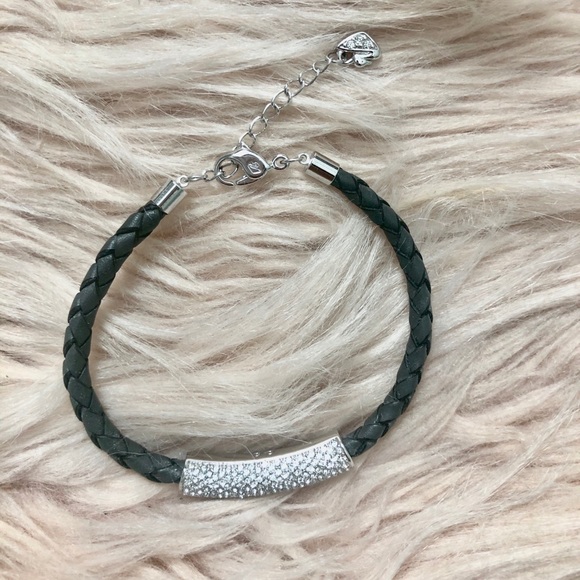 Leather Swarovski bracelet (taupe grey) - Picture 3 of 3